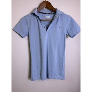 AllSaints Boys Light Blue Short Sleeve Polo Shirt Size 11–12 Years